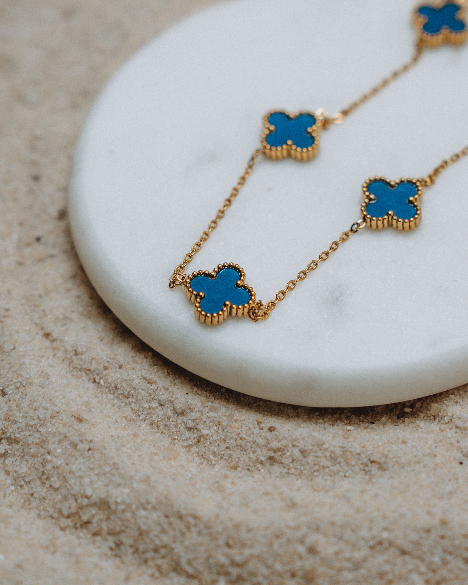 Blue Clover Necklace