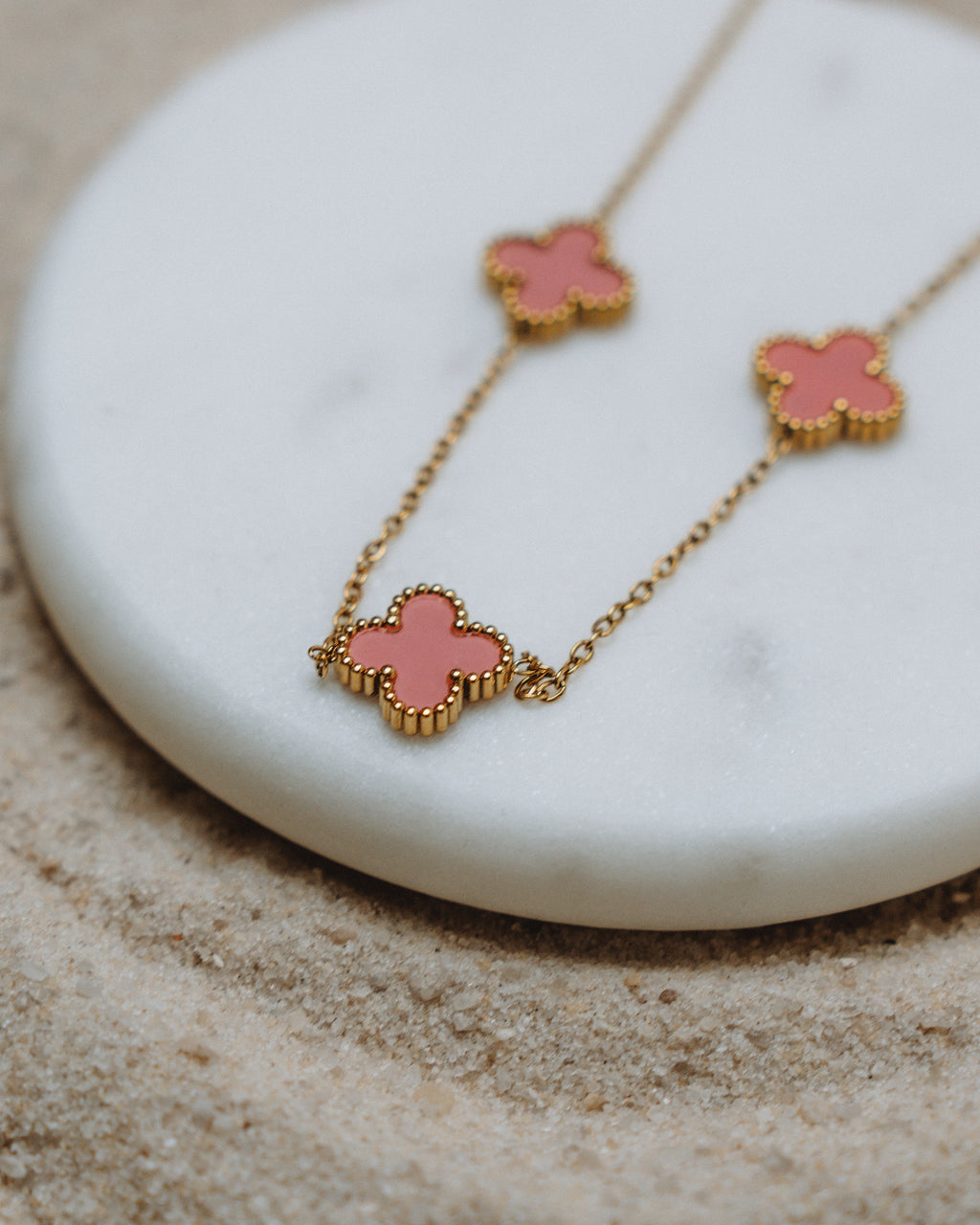 Pink Clover Necklace