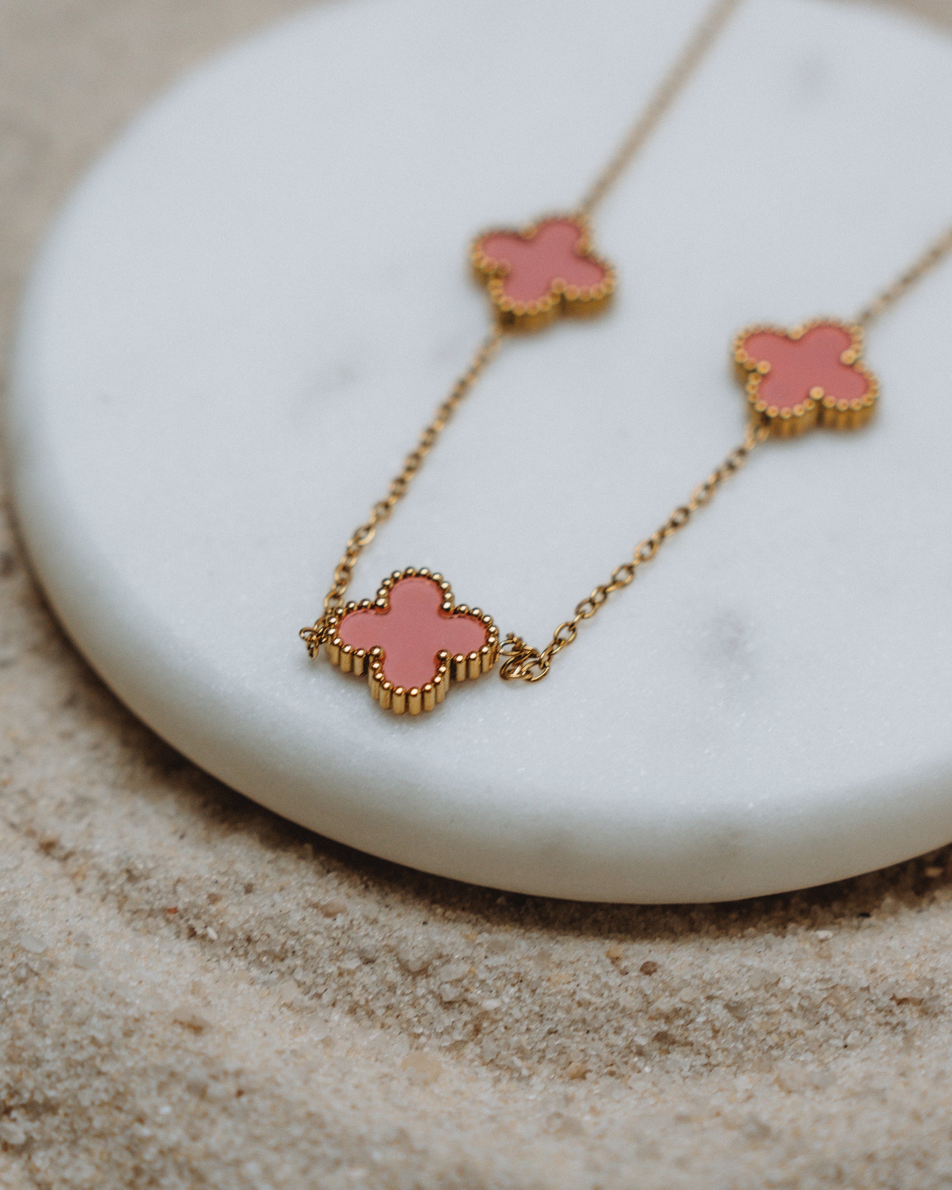 Pink Clover Necklace