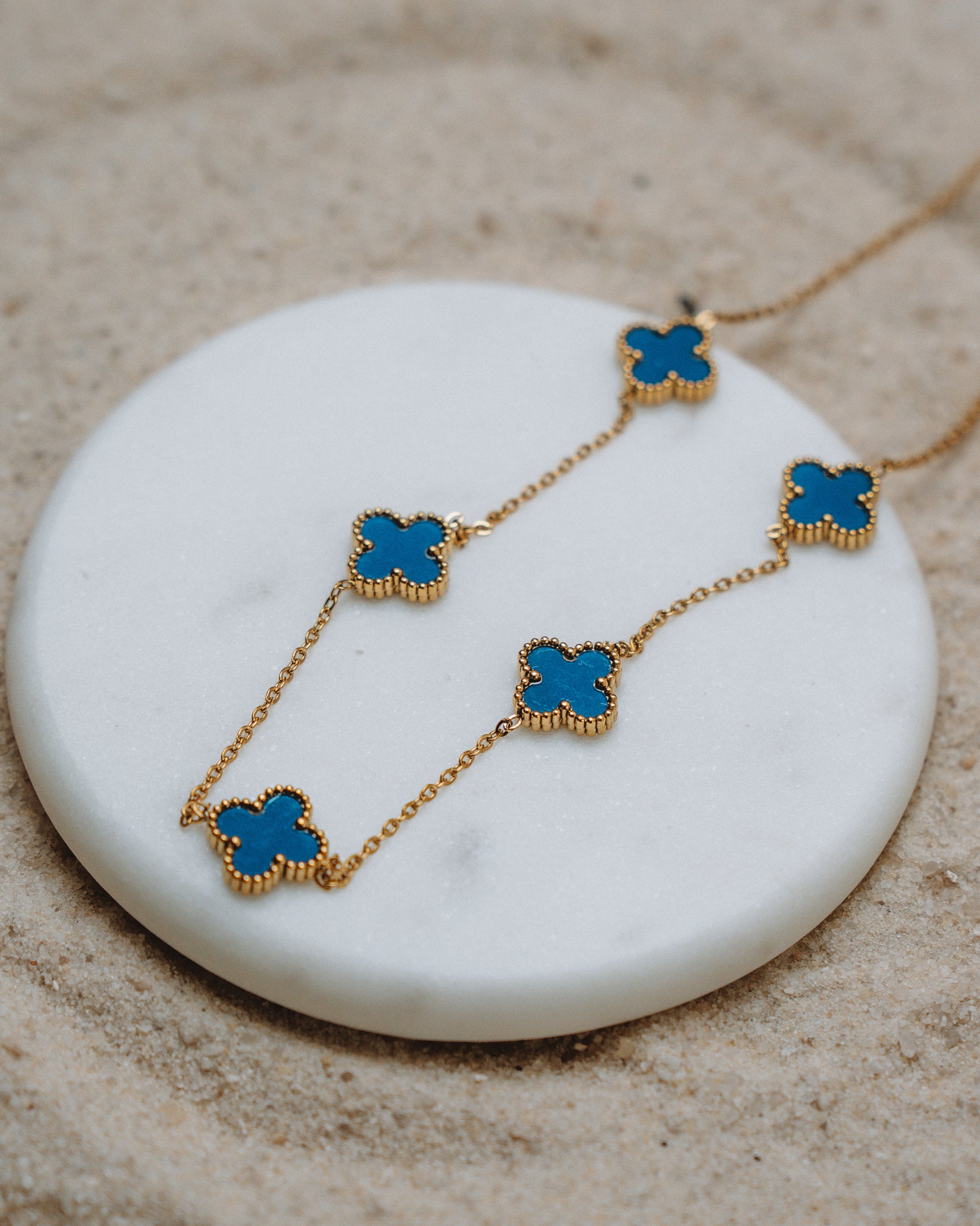 Blue Clover Necklace
