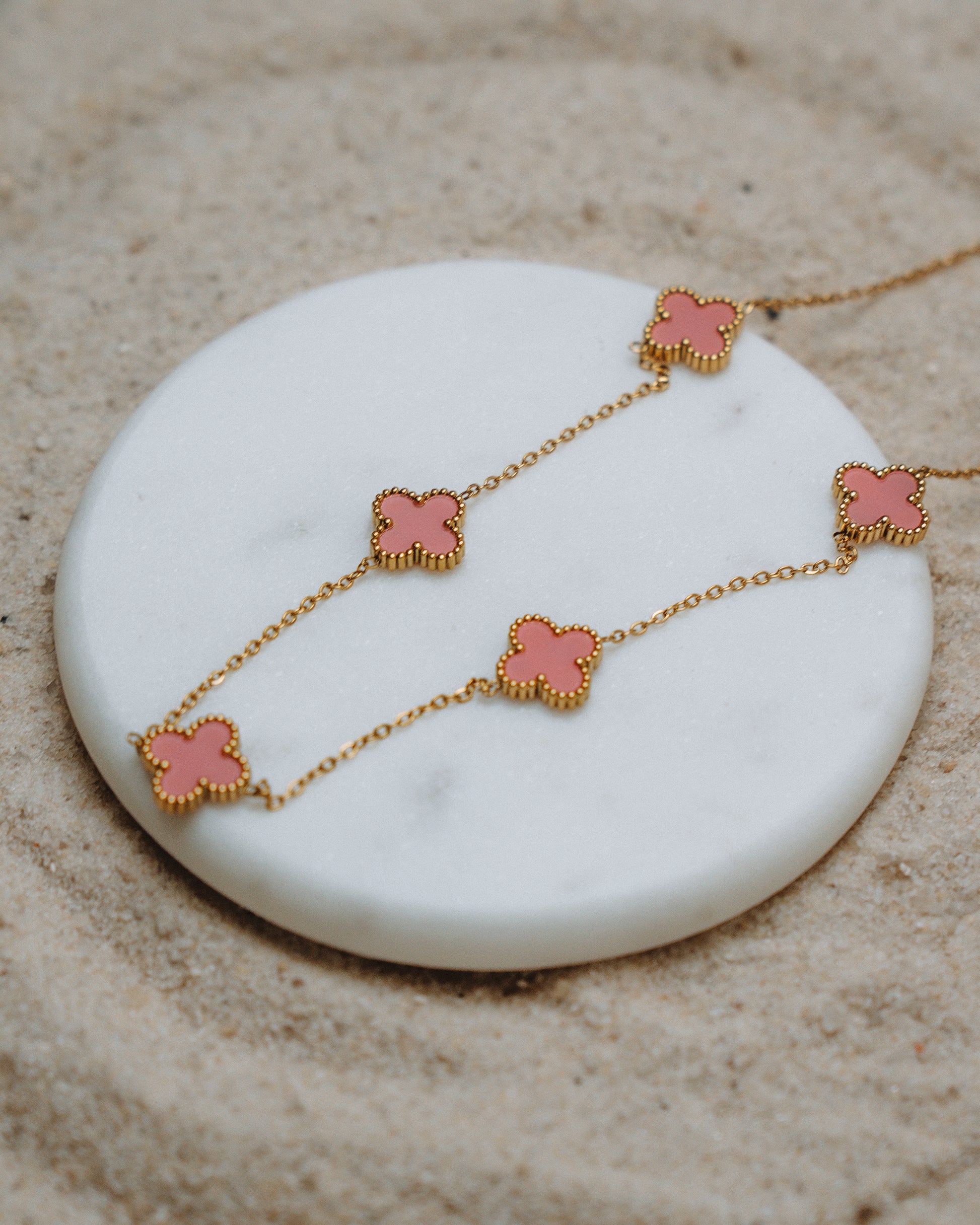 Pink Clover Necklace