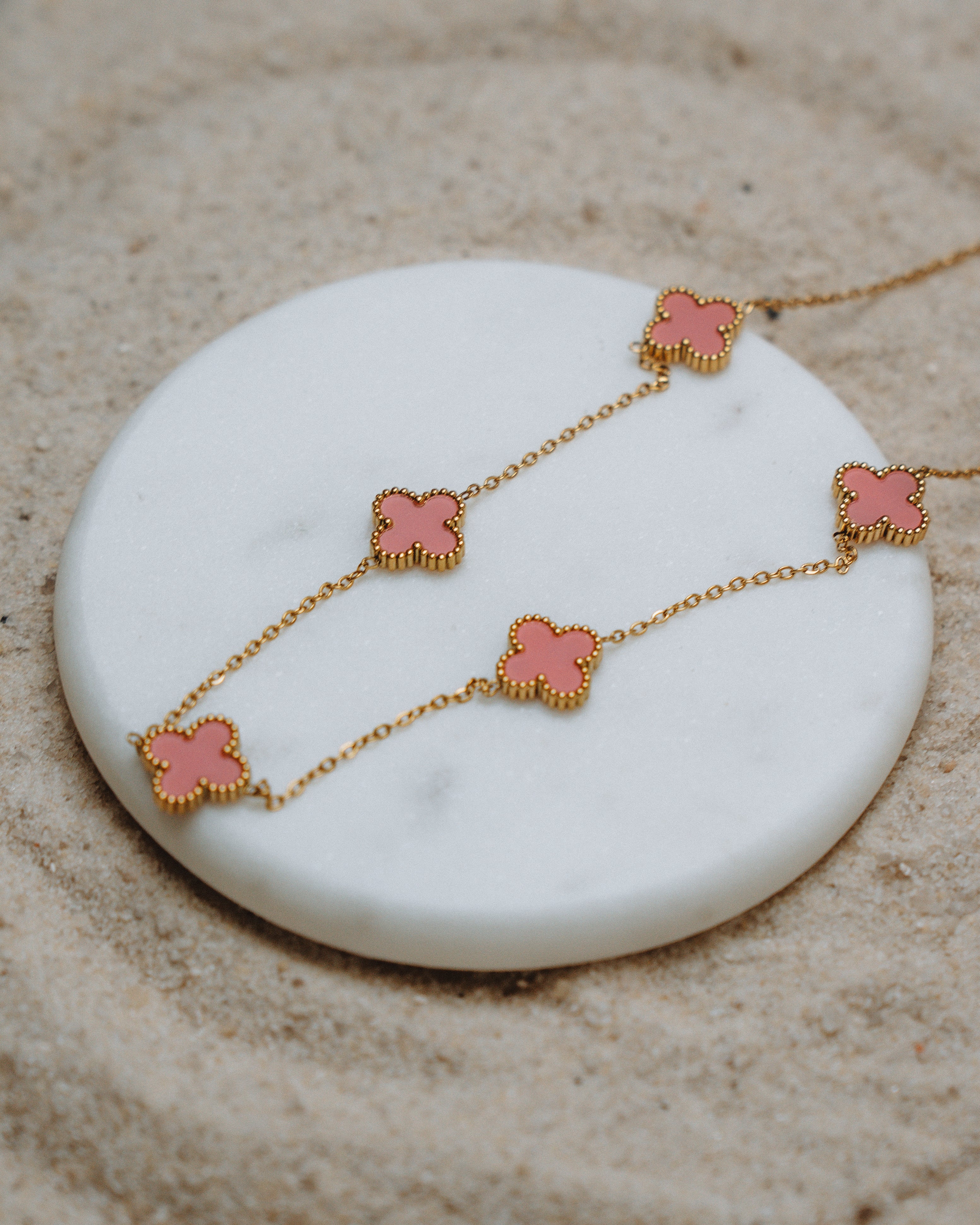 Pink Clover Necklace